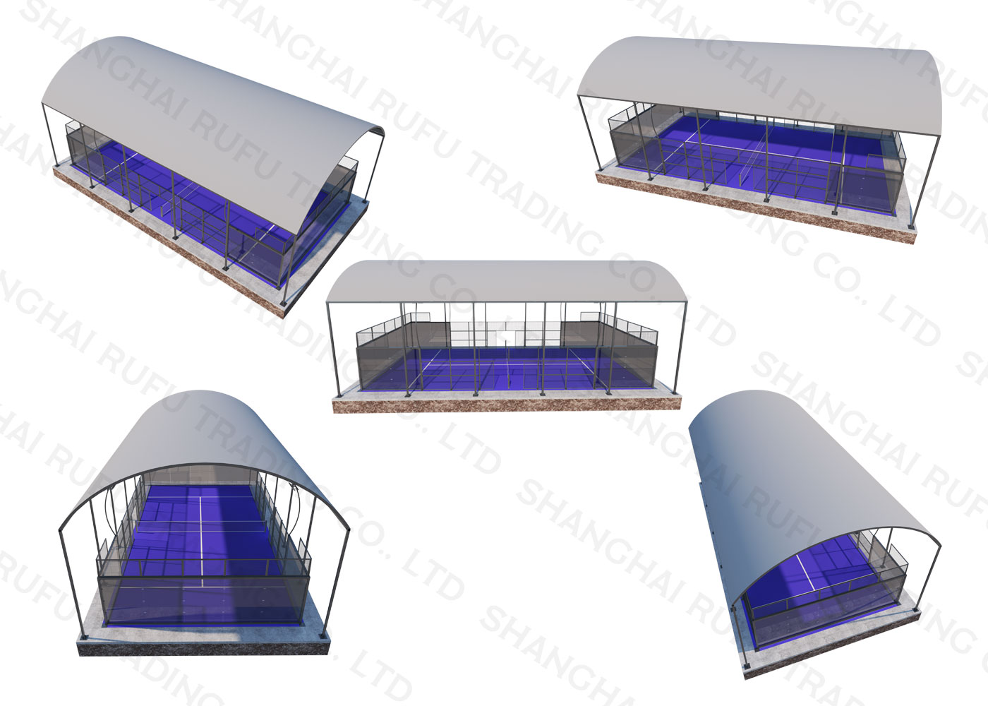 Hot Selling Panoramic Padel Court 10m*20m Size Paddle Tennis Court with Roof for Sale