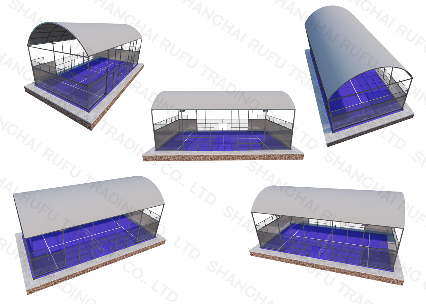 International standard roofed high quality outdoor panoramic Padel Court