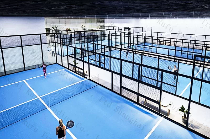 High Quality Padel Court With Artificial Turf 12mm Tempered Glass Outdoor Panoramic Padel Court