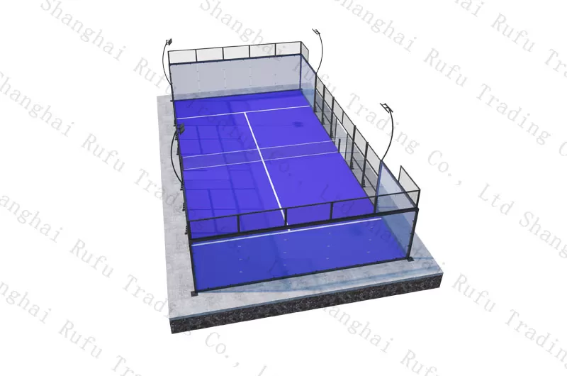 High Quality Padel Court With Artificial Turf 12mm Tempered Glass Outdoor Panoramic Padel Court