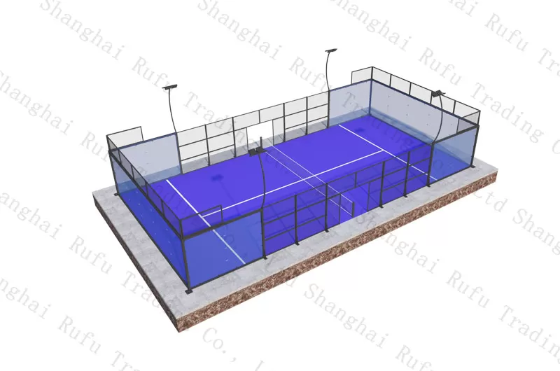 High Quality Padel Court With Artificial Turf 12mm Tempered Glass Outdoor Panoramic Padel Court